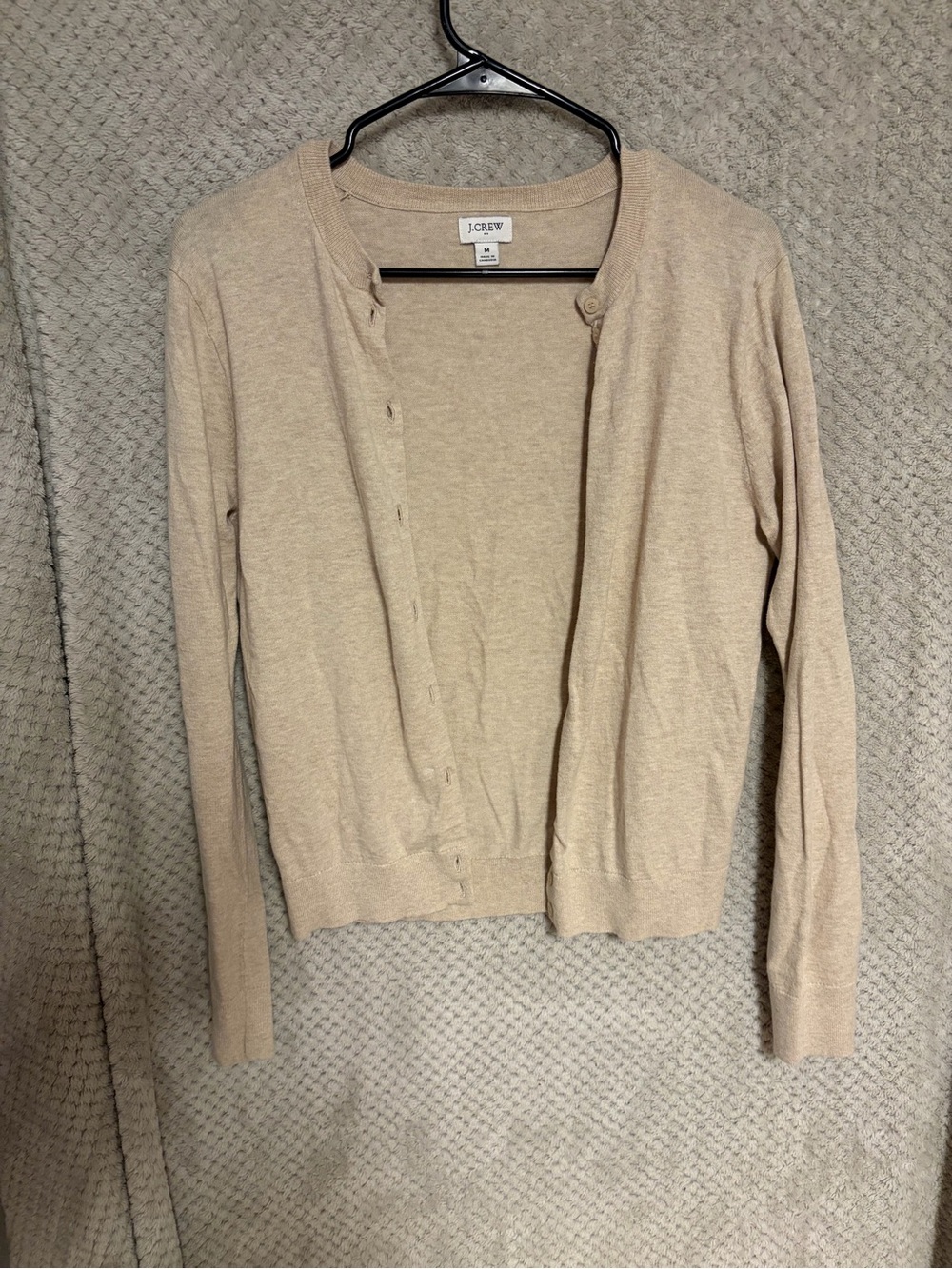 J. Crew Light Beige Crewneck Button-Front Cardigan